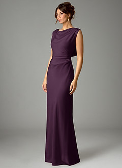 Azazie Kieryn Brautjungfernkleider Meerjungfrau-Linie Plissee Stretch-Satin Kleid Pflaume image5
