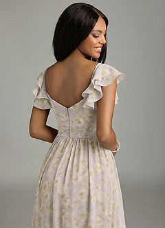 Azazie Anaya Robes de demoiselle d'honneur Robe Trapèze en Mousseline de soie Encolure en Forme de Cœur Lilas Dreamy Floral image6