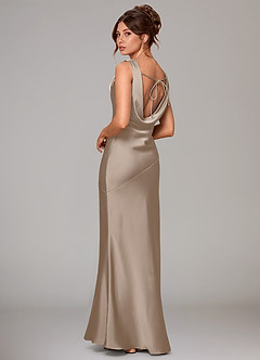 Azazie Rylina Bridesmaid Dresses Taupe Mermaid Stretch Satin Dress image4