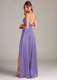 Azazie Sarella Robes de demoiselle d'honneur Robe Trapèze en Satin extensible Plissée Tahiti image4