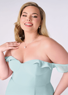 Barbie ♥ Azazie Bridesmaid Dresses Mist A-Line Off the Shoulder Chiffon Convertible Dress image5