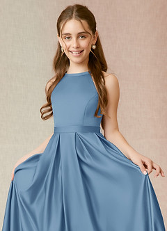 Azazie Arianthe A-Line Matte Satin Floor-Length Dress with Pockets image5