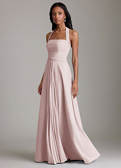 Azazie Clarisa Bridesmaid Dresses Blushing Pink A-Line Pleated Chiffon Dress image6