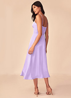 Azazie Dottie Bridesmaid Dresses Lilac A-Line Stretch Satin Dress image5
