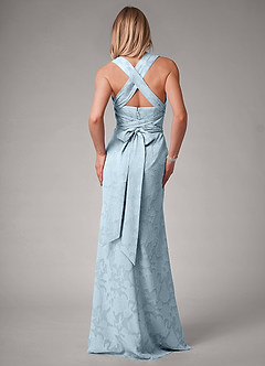 Azazie Luci Bridesmaid Dresses Sky Blue Mermaid Pleated Floral Burnout Convertible Dress image2