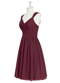 Azazie Angie Bridesmaid Dresses Cabernet A-Line Corset Chiffon Dress image9