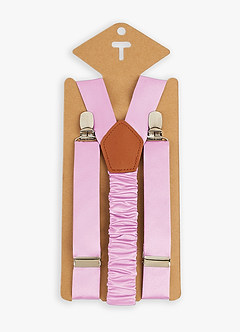 front Boy's Matching Matte Satin Bow Tie & Suspenders Set