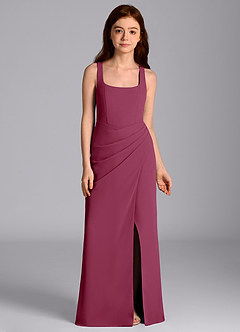 Azazie Mero Junior Mulberry Mermaid Pleated Chiffon Dress image5