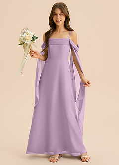 Azazie Moana Junior Linia A Pofałdowany Szyfon Długość podłogi Młodsza druhna Sukienka image4