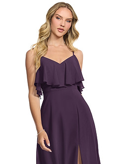 Azazie Jean Bridesmaid Dresses Plum A-Line Chiffon Convertible Dress image4