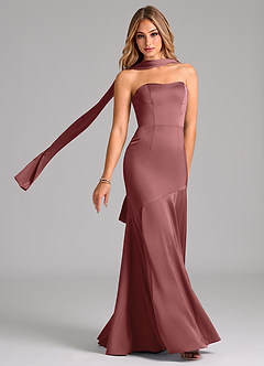 Azazie Shiloh Robes de demoiselle d'honneur Robe Sirène Convertible en Satin extensible Sans bretelle Améthyste image1