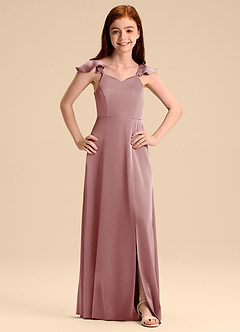 Azazie Everett Junior Klänning av A-Line i Stretch Satin Rosett image7