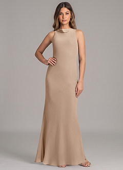 Azazie Allettie Bridesmaid Dresses Taupe Mermaid Chiffon Dress image1