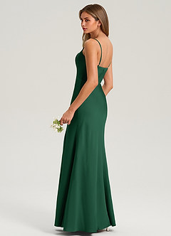 Azazie Lidia Bridesmaid Dresses Dark Green Mermaid Side Slit Stretch Satin Dress image6