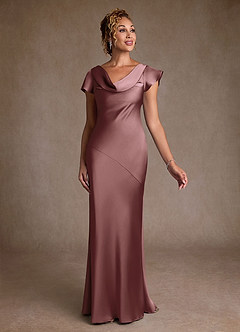 Azazie Shelby Final Sale Vintage Mauve Mermaid Pleated Stretch Satin Dress image3