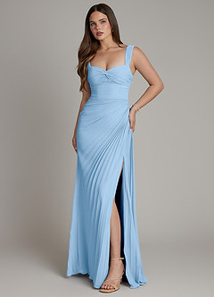 Azazie Amberly Final Sale Powder Blue Sheath Sweetheart Neckline Chiffon Dress image1