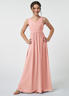 Azazie Kora Junior Rosette A-Line Pleated Chiffon Dress image1