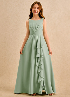 Azazie Chibi Girls Formal Flower Girl Klänningar Klä A-Line i Chiffong Plisserad image3