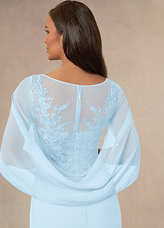 Azazie Hera Mother of the Bride Dresses Sky Blue A-Line Lace Capelet Chiffon Dress image4