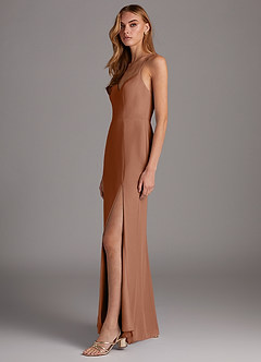 Azazie Manila Bridesmaid Dresses Bronzer Sheath V-Neck Chiffon Dress image4