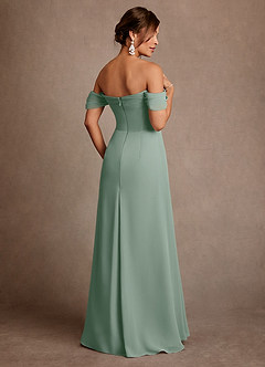 Azazie Amherst Abiti per la Madre della Sposa Abito A-Line in Chiffon a Spalla Scoperta Salvia Argentata image3