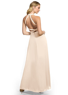 Azazie Clarice Bridesmaid Dresses White Alabaster A-Line Halter Chiffon Dress image4