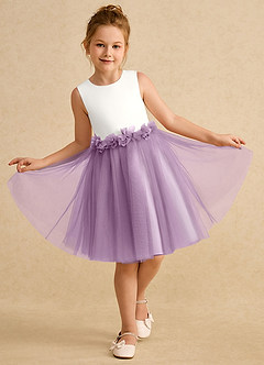 Azazie Louisa Flower Girl Dresses Ivory Wisteria A-Line Sleeveless Tulle Dress image4