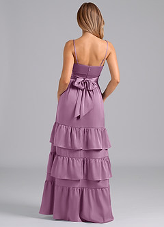 Azazie Nathalia Bridesmaid Dresses Wisteria A-Line Pleated Stretch Satin Dress image6