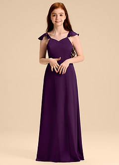 Azazie Everett Junior Klä av A-Line i Stretch Satin Rosett image4