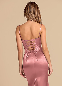 Azazie Sorrel Robes de demoiselle d'honneur Robe Sirène Convertible en Satiné métallisé Corset Rosette image8