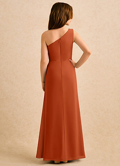 Azazie Sophie Girls Formal Jurken voor bloemenmeisjes Kolom Jurk van Chiffon One-Shoulder Verbrande Sinaasappel image3