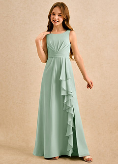Azazie Chibi Girls Formal Flower Girl Dresses Agave A-Line Pleated Chiffon Dress image4