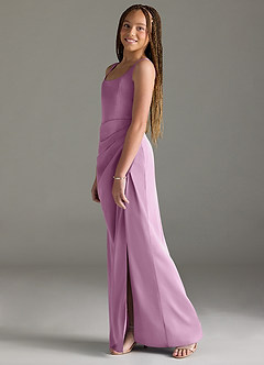 Azazie Mero Junior Wisteria Mermaid Pleated Stretch Satin Dress image4