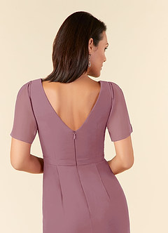 Azazie Marianne Mother of the Bride Dresses Vintage Mauve Sheath V-Neck Pleated Chiffon Dress image6
