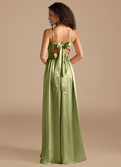 Azazie Zeya Robes de demoiselle d'honneur Robe Trapèze en Satiné métallisé Plissée Pistache image2