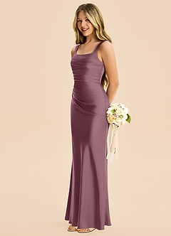Azazie Agustina Junior Etui Plissee Stretch-Satin Kleid Amethyst image5