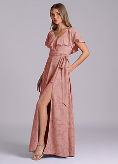 Azazie Lainey Bridesmaid Dresses Rosette A-Line with Pockets Floral Burnout Dress image6