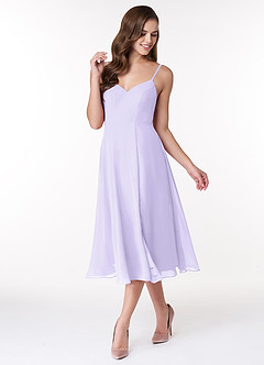 Azazie Clarissa Bridesmaid Dresses Lilac A-Line V-Neck Chiffon Dress image4