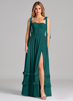 Azazie Anastacia Bridesmaid Dresses Peacock A-Line Sweetheart Neckline Chiffon Dress image1