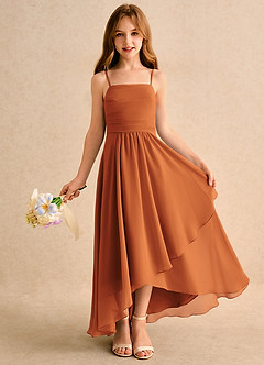 Azazie Twilight Dance Girls Formal Flower Girl Dresses Cinnamon A-Line Pleated Chiffon Dress image1