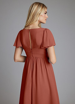 Azazie Verna Maternity Bridesmaid Dresses A-Line V-Neck Ruched Chiffon Floor-Length Dress image6