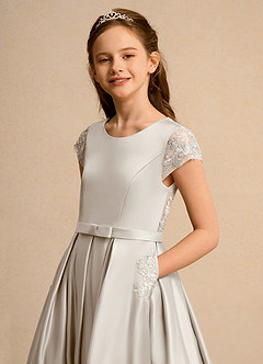 Azazie Bunny Junior Formal Sukienki dla dziewczynek sypiących kwiaty Suknia balowa Koronka Sznurówka Długość kostki Sukienka image4