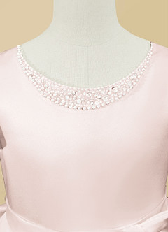 Azazie Jewel Flower Girl Dresses Rose Petal Ball-Gown Pleated Matte Satin Dress image8