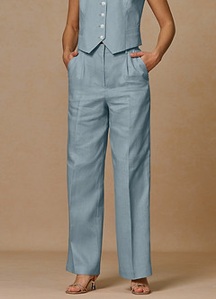 front Belicia Dusty Blue 100% Linen Pants