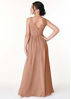 Azazie Sawyer Junior Agave A-Line Pleated Chiffon Dress image2