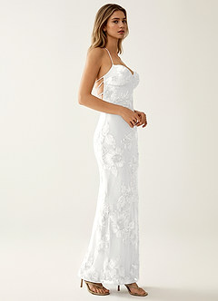 Nasasiya White Stretch Lace Opne Back Party Dress image4