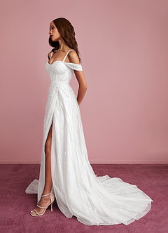 Barbie ♥ Azazie Wedding Dresses Diamond White A-Line Sequins Tulle Dress image3