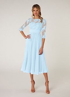 Azazie Tutu Mother of the Bride Dresses Sky Blue A-Line Boatneck Lace Chiffon Dress image1