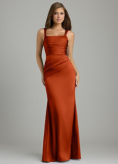 Azazie Vada Bridesmaid Dresses Paprika Mermaid Corset Stretch Satin Dress image1