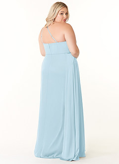 Azazie Maron Bridesmaid Dresses Sky Blue A-Line One Shoulder Stretch Satin Dress image9